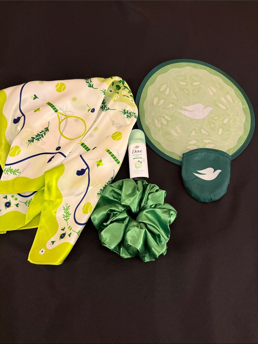 US Open 2026 Dove Silk Scarf, Scrunchie, Fan and deodorant. All New!